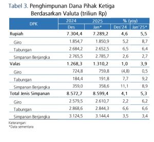 Tabel 3 Penghimpunan DPK Jan 2025