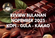Harga Kopi Arabika, Kopi robusta, Gula di New York dan Kakao Naik kecuali Harga Gula di London Turun, Review Bulanan Nopember 2025